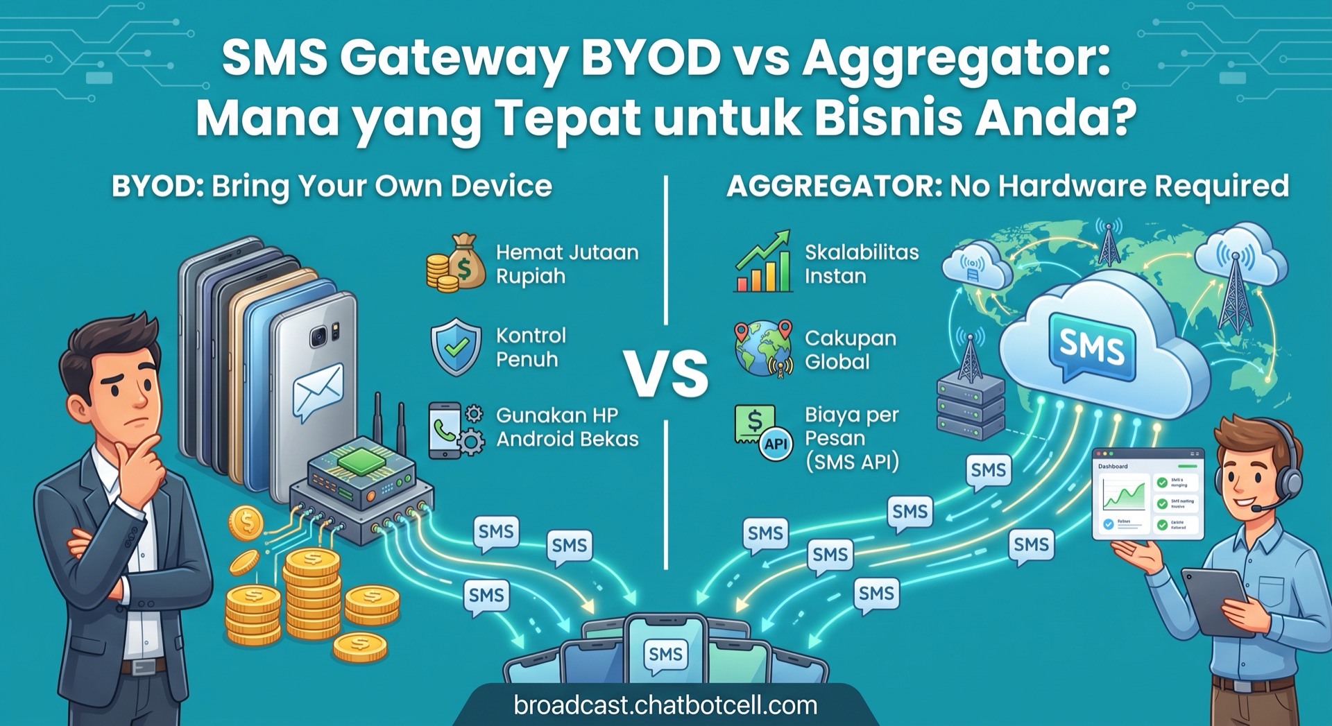 SMS Gateway BYOD vs Aggregator: Mana yang Tepat untuk Bisnis Anda?