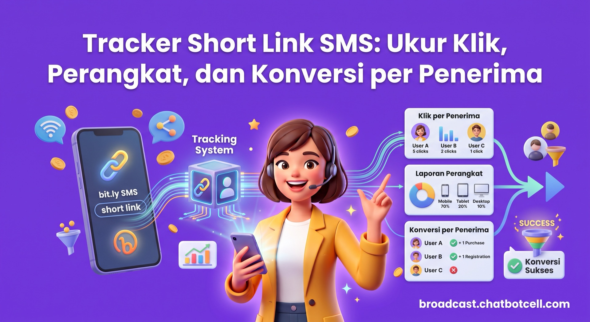 Tracker Short Link SMS: Ukur Klik, Perangkat, dan Konversi per Penerima